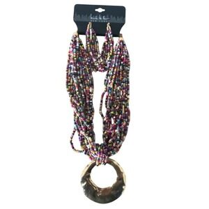Nicole‎ Miller Women's Gold Multicolor Beaded Statement Necklace Earring Set